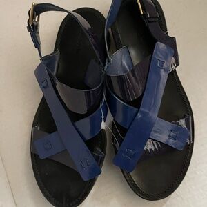 JIL SANDER Sandals leather Blue Purple  EU39 US8.5  Made In Italy.